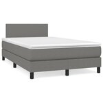 vidaXL Sommier à lattes de lit matelas LED gris foncé 120x190 cm tissu