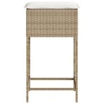 vidaXL Tabourets de bar jardin avec coussins lot de 2 beige poly rotin