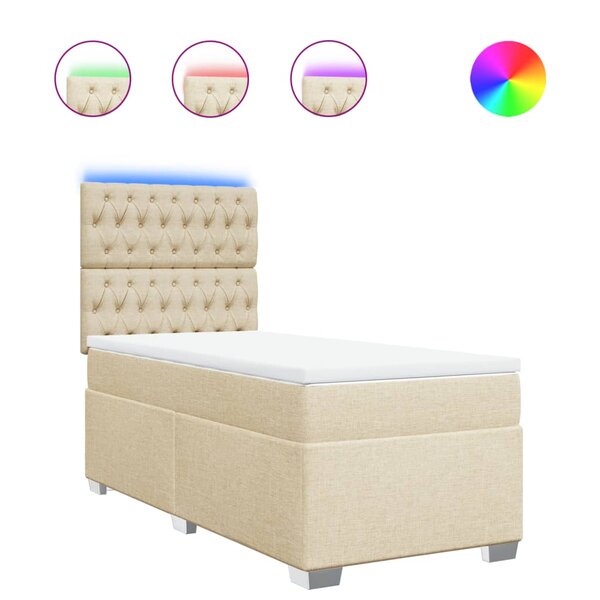 vidaXL Sommier à lattes de lit et matelas Crème 90x190 cm Tissu