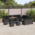vidaXL Ensemble de canapé de jardin 14 Pièces Noir polyrotin