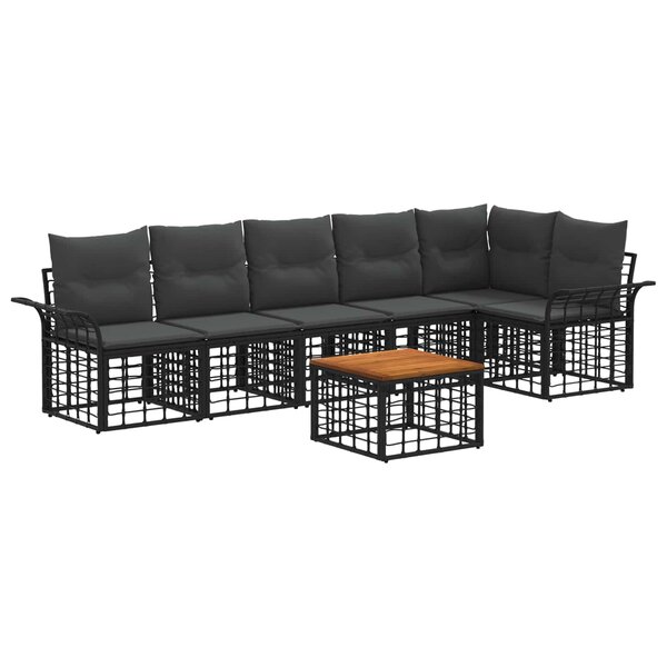vidaXL Ensemble de canapés d'extérieur 7 pc Noir et Gris foncé