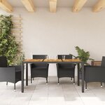 vidaXL Table de jardin et dessus en bois d'acacia noir résine tressée