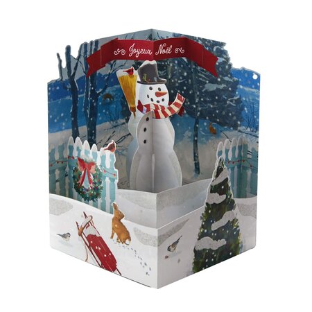 Carte de voeux noël pop up 3d - paysage d'hiver - draeger paris
