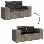 vidaXL Salon de jardin 8 Pièces avec coussins gris résine tressée