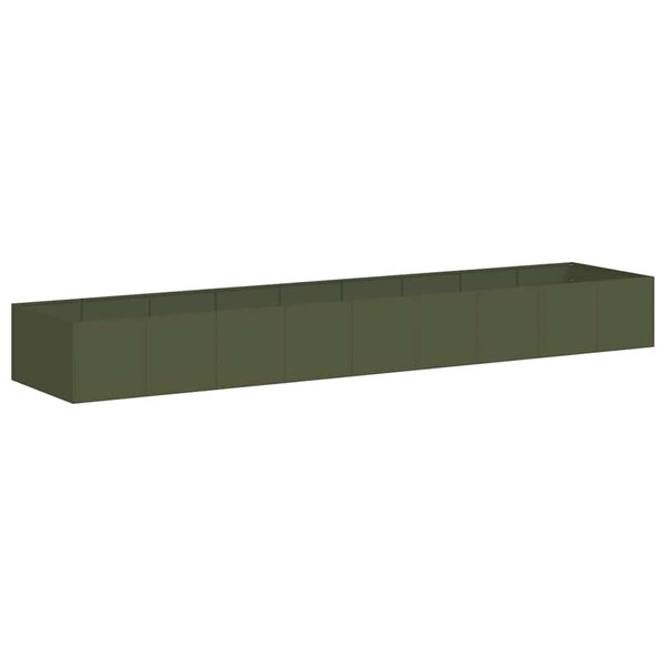 vidaXL Jardinière vert olive 360x80x40 cm acier
