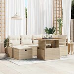vidaXL Ensemble de canapé de jardin 7 Pièces Beige Poly rotin