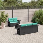 vidaXL Salon de jardin 6 Pièces avec coussins noir résine tressée