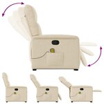vidaXL Fauteuil inclinable de massage Crème Tissu