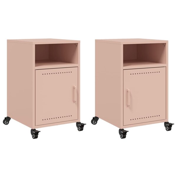 vidaXL Tables de chevet 2 Pièces rose 36x39x59 cm acier