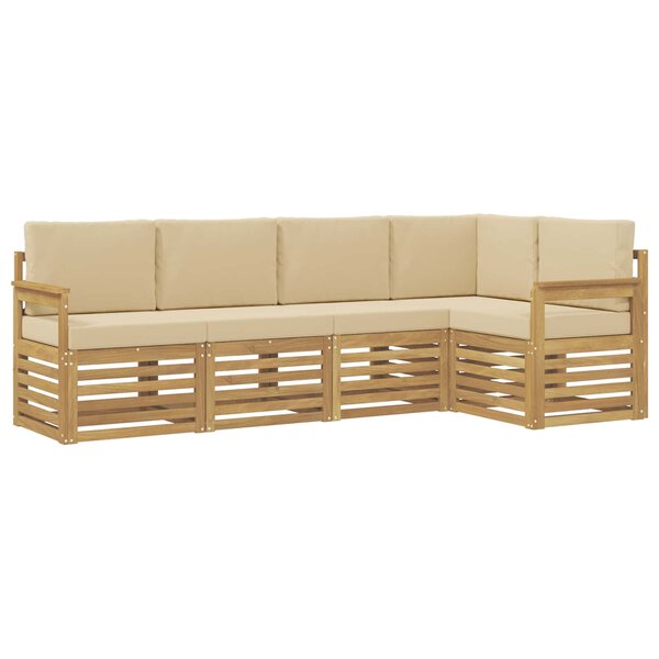 vidaXL Ensemble de canapés d'extérieur 5 Pièces Blanc et Beige