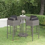 vidaXL Ensemble de bar de jardin 5 Pièces et coussins Résine tressée Gris