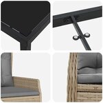 vidaXL Ensemble de salle à manger pour jardin 3 Pièces Beige polyrotin