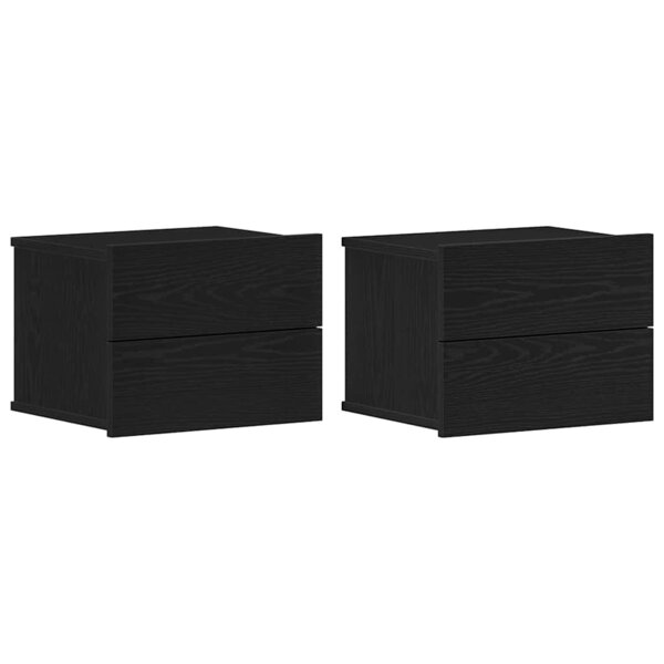 vidaXL Cabinet de chevet avec tiroir 2 Pièces Chêne noir 40 x 30 x 30 cm