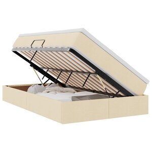 vidaXL Lit avec rangement et matelas Crème 120 x 200 cm Polyester