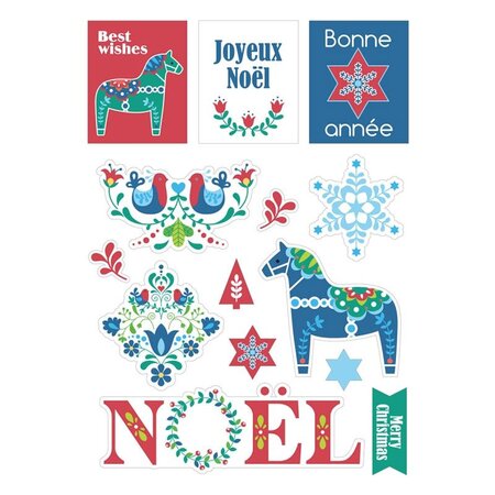 33 stickers de Noël cartonnés - Folk