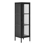 Vitrine 1 porte vitrée acier noir 40 x 35 x 140 cm