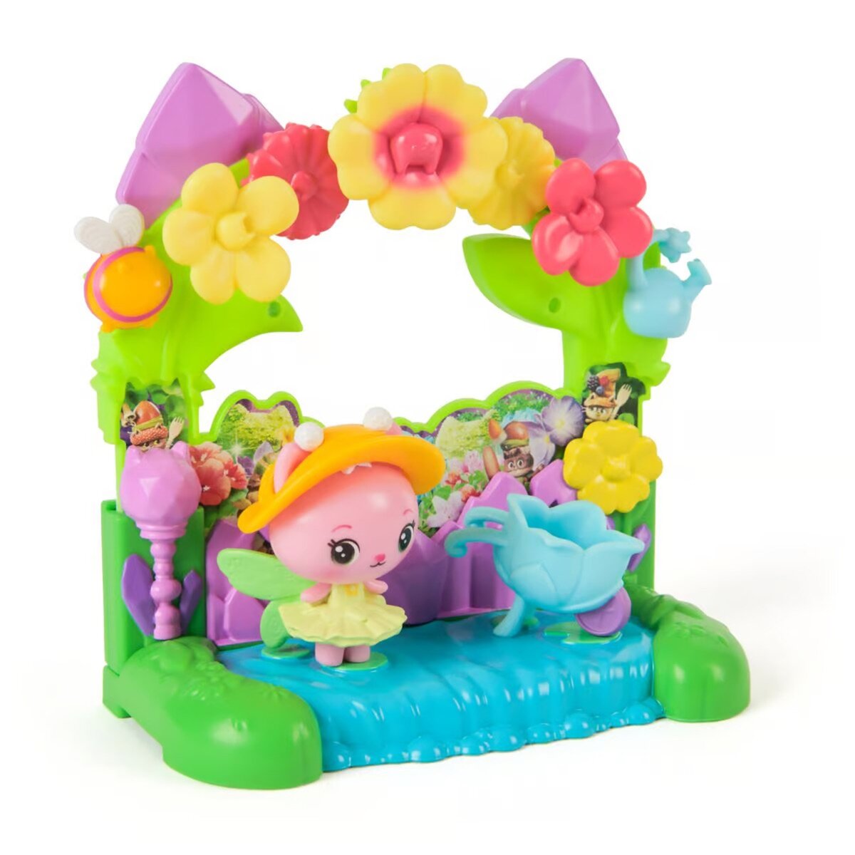 Sofie la fée de jardin avec les chiots - une figurine miniature pour