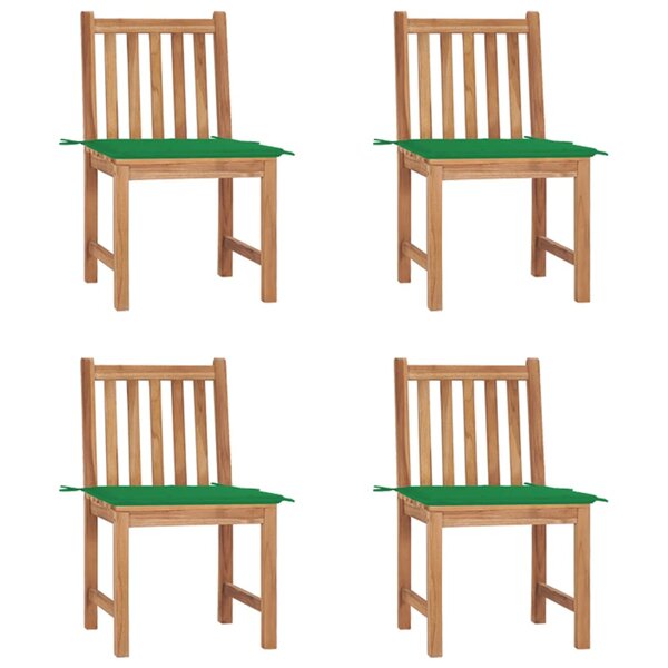 vidaXL Chaises de jardin lot de 4 avec coussins Bois de teck massif