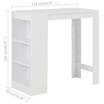 vidaXL Table de bar avec étagère Blanc 110x50x103 cm