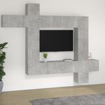 vidaXL Ensemble de meubles TV 9 Pièces Gris béton Bois d'ingénierie