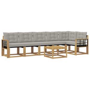 vidaXL Ensemble de canapés d'extérieur 7 Pièces Blanc et gris clair