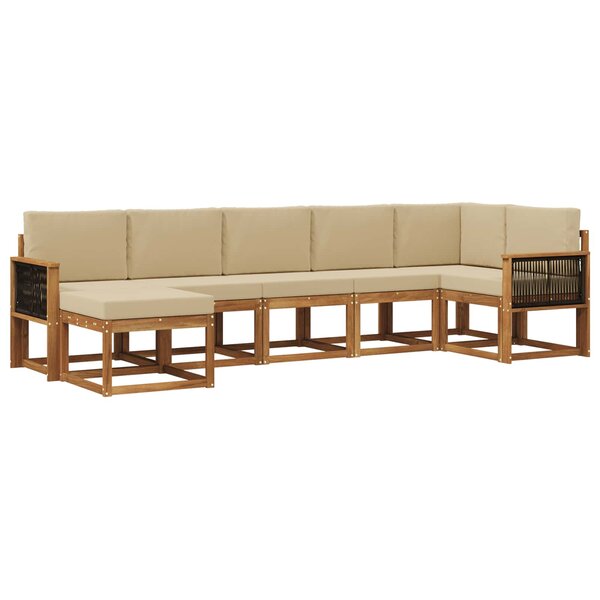 vidaXL Ensemble de canapés d'extérieur 7 pc Naturel et Beige Polyester