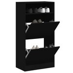 vidaXL Armoire à chaussures noir 60x34x116 cm bois d'ingénierie