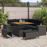 vidaXL Ensemble de canapé de jardin 8 Pièces Noir polyrotin