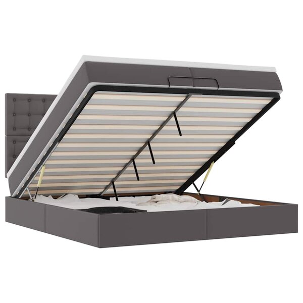 VidaXL Cadre de lit ottoman avec matelas gris 200x200 cm similicuir