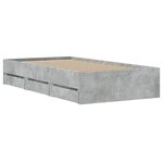 vidaXL Cadre de lit et tiroirs gris béton 100x200 cm bois d'ingénierie
