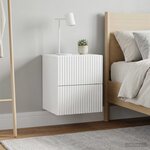 vidaXL Cabinet de chevet mural 2 pièces Blanc brillant