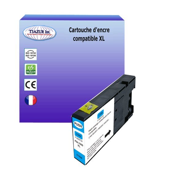 Cartouche compatible avec Canon PGI1500XL (9193B001) Cyan - T3AZUR