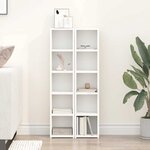 vidaXL Armoires à CD 2 Pièces Blanc 21x16x93 5 cm Aggloméré