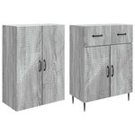vidaXL Ensemble de Meubles 2 Pièces Sonoma gris 66 x 34 5 x 89 5 cm