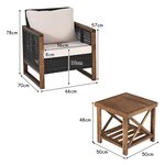 Ensemble salon de jardin en bois d'acacia rotin artisanal anti-soleil résistant aux intempéries pour porche balcon terrasse 20_0008509