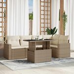 vidaXL Salon de jardin avec coussins 6 Pièces beige résine tressée