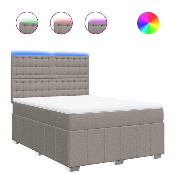 vidaXL Sommier à lattes de lit avec matelas Taupe 140x190 cm Tissu