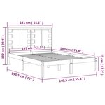 vidaXL Cadre de lit Gris Bois massif 135x190 cm Double