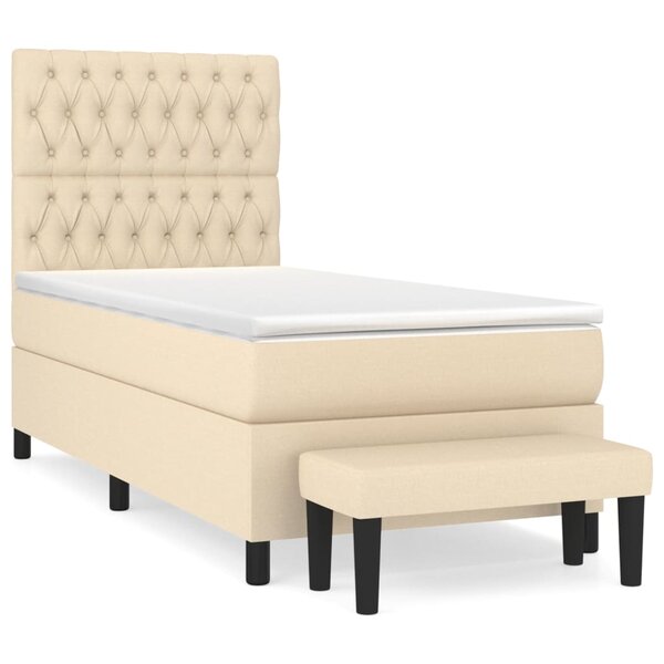 vidaXL Sommier à lattes de lit avec matelas Crème 100x200 cm Tissu