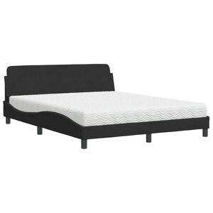 vidaXL Lit avec matelas noir 160x200 cm velours
