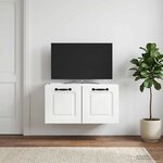 vidaXL Meuble TV mural Blanc 59 5 x 31 x 30 cm Bois d'ingénierie