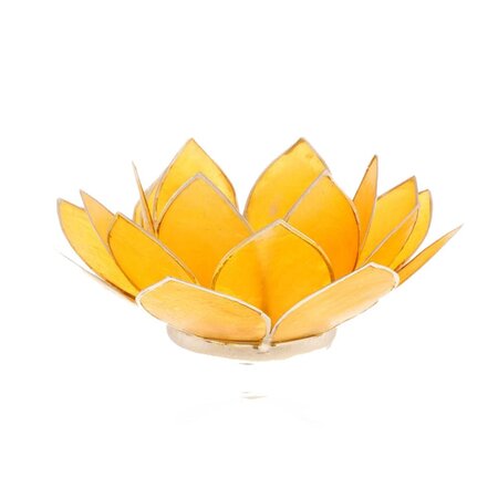 Porte bougie fleur de lotus jaune et argent 3 ème chakra