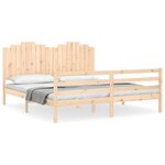 vidaXL Cadre de lit avec tête de lit Super King Size bois massif