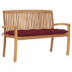vidaXL Banc de jardin empilable et coussin 128 5cm Bois de teck massif