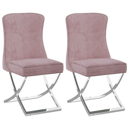 vidaXL Chaises à manger lot de 2 rose 53x52x98 cm velours et inox