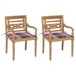 vidaXL Chaises Batavia 2Pièces avec coussins à carreaux rouge Teck massif