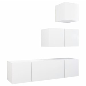 vidaXL Ensemble de meubles TV 4 Pièces Blanc Bois d'ingénierie