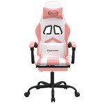 vidaXL Chaise de jeu avec repose-pied Blanc et rose Similicuir