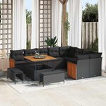 vidaXL Ensemble de canapé de jardin 12 Pièces Noir 100 x 100 x 71 cm
