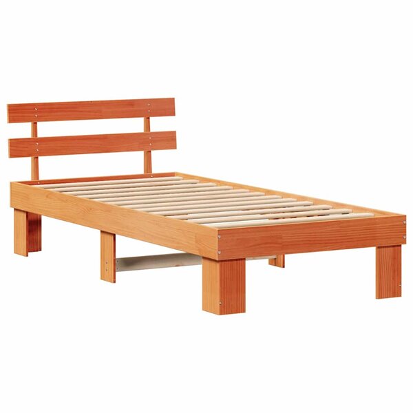 vidaXL Cadre de lit Marron 90 x 200 cm Bois de pin massif